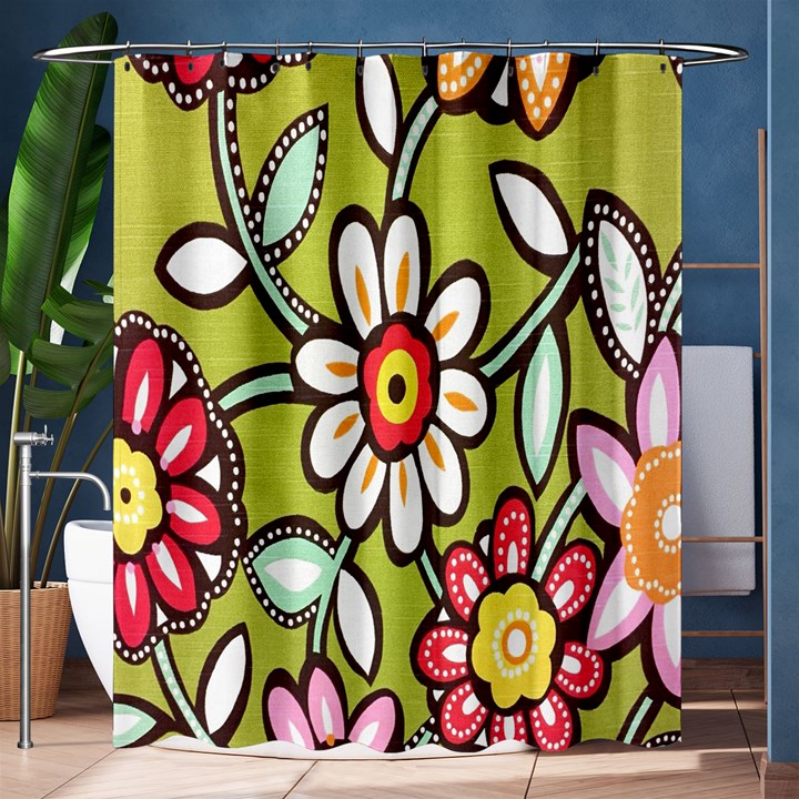 Flowers Fabrics Floral Design Shower Curtain 60  x 72  (Medium) 