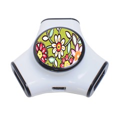 Flowers Fabrics Floral Design 3-Port USB Hub