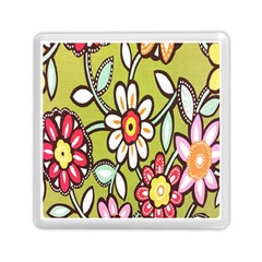 Flowers Fabrics Floral Design Memory Card Reader (Square) 