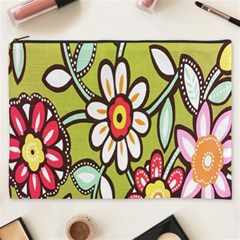 Flowers Fabrics Floral Design Cosmetic Bag (XXXL) 