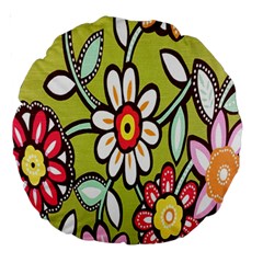 Flowers Fabrics Floral Design Large 18  Premium Round Cushions