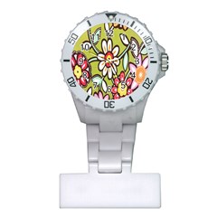 Flowers Fabrics Floral Design Plastic Nurses Watch