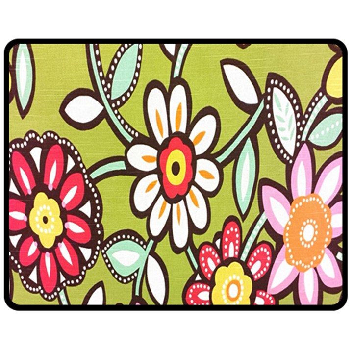 Flowers Fabrics Floral Design Double Sided Fleece Blanket (Medium) 