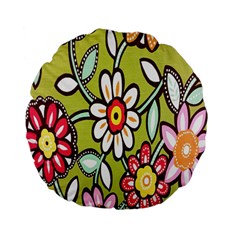 Flowers Fabrics Floral Design Standard 15  Premium Flano Round Cushions by Celenk