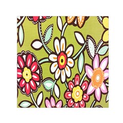 Flowers Fabrics Floral Design Small Satin Scarf (Square)