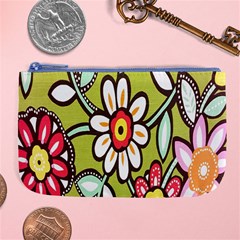 Flowers Fabrics Floral Design Large Coin Purse by Celenk