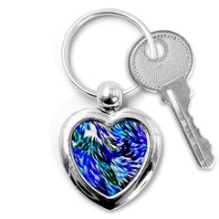 Abstract Background Blue White Key Chains (heart)  by Celenk