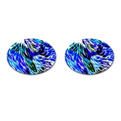 Abstract Background Blue White Cufflinks (Oval)