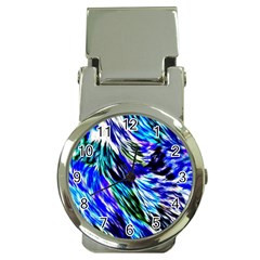 Abstract Background Blue White Money Clip Watches by Celenk