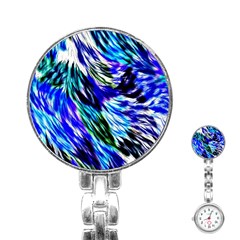 Abstract Background Blue White Stainless Steel Nurses Watch by Celenk