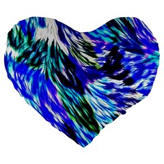 Abstract Background Blue White Large 19  Premium Flano Heart Shape Cushions