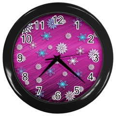 Snowflakes 3d Random Overlay Wall Clocks (black) by Celenk