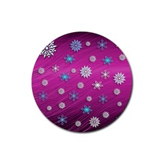 Snowflakes 3d Random Overlay Rubber Round Coaster (4 Pack)  by Celenk