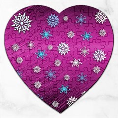 Snowflakes 3d Random Overlay Jigsaw Puzzle (heart) by Celenk