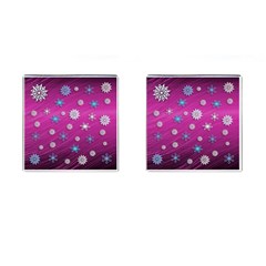 Snowflakes 3d Random Overlay Cufflinks (square) by Celenk