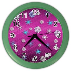 Snowflakes 3d Random Overlay Color Wall Clocks by Celenk