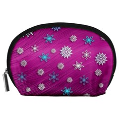 Snowflakes 3d Random Overlay Accessory Pouches (large)  by Celenk