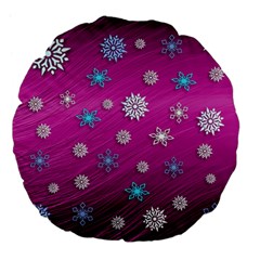 Snowflakes 3d Random Overlay Large 18  Premium Flano Round Cushions by Celenk