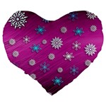 Snowflakes 3d Random Overlay Large 19  Premium Flano Heart Shape Cushions Back