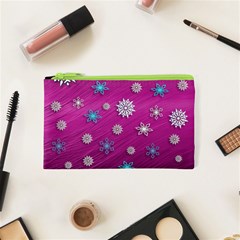 Snowflakes 3d Random Overlay Cosmetic Bag (xs) by Celenk