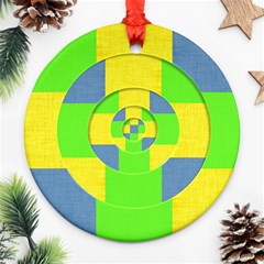 Fabric 3d Geometric Circles Lime Ornament (round) by Celenk