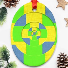 Fabric 3d Geometric Circles Lime Ornament (oval) by Celenk