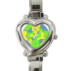 Fabric 3d Geometric Circles Lime Heart Italian Charm Watch by Celenk