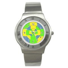 Fabric 3d Geometric Circles Lime Stainless Steel Watch by Celenk