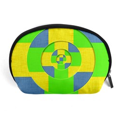 Fabric 3d Geometric Circles Lime Accessory Pouches (large)  by Celenk