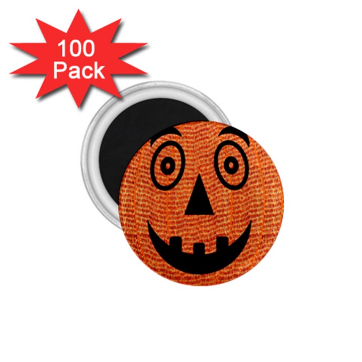 Fabric Halloween Pumpkin Funny 1.75  Magnets (100 pack) 