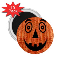 Fabric Halloween Pumpkin Funny 2 25  Magnets (10 Pack)  by Celenk