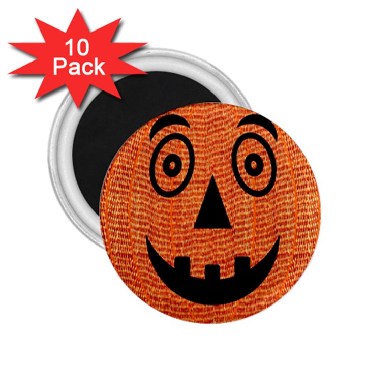 Fabric Halloween Pumpkin Funny 2.25  Magnets (10 pack) 