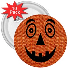 Fabric Halloween Pumpkin Funny 3  Buttons (10 Pack)  by Celenk