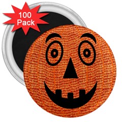 Fabric Halloween Pumpkin Funny 3  Magnets (100 Pack) by Celenk