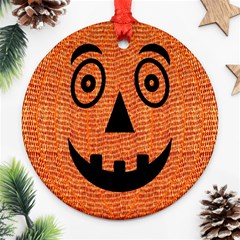 Fabric Halloween Pumpkin Funny Round Ornament (two Sides) by Celenk