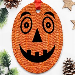 Fabric Halloween Pumpkin Funny Oval Ornament (two Sides) by Celenk