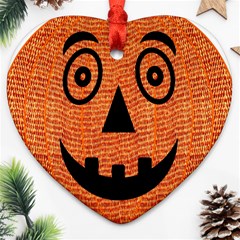 Fabric Halloween Pumpkin Funny Heart Ornament (two Sides) by Celenk