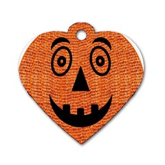 Fabric Halloween Pumpkin Funny Dog Tag Heart (two Sides) by Celenk