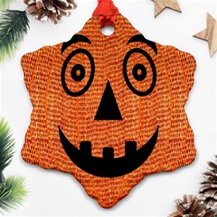 Fabric Halloween Pumpkin Funny Snowflake Ornament (two Sides) by Celenk