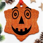 Fabric Halloween Pumpkin Funny Snowflake Ornament (Two Sides) Front