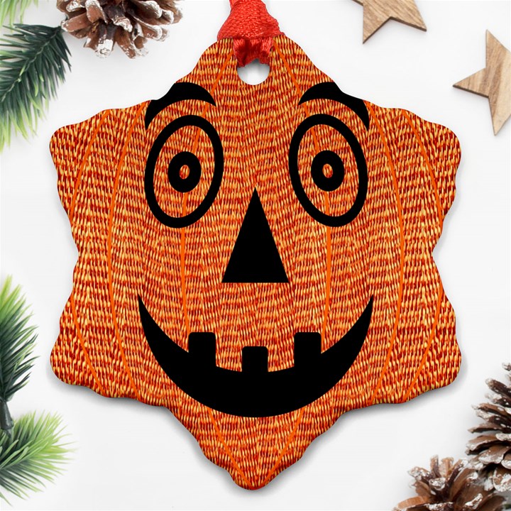 Fabric Halloween Pumpkin Funny Snowflake Ornament (Two Sides)