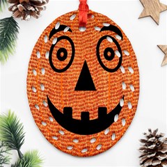 Fabric Halloween Pumpkin Funny Ornament (oval Filigree) by Celenk