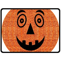 Fabric Halloween Pumpkin Funny Double Sided Fleece Blanket (large)  by Celenk