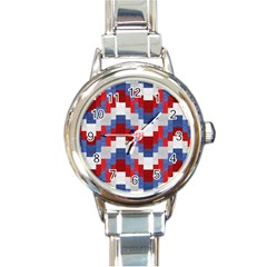 Texture Textile Surface Fabric Round Italian Charm Watch by Celenk