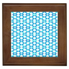 Fabric Geometric Aqua Crescents Framed Tiles by Celenk