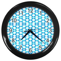 Fabric Geometric Aqua Crescents Wall Clocks (black) by Celenk