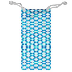 Fabric Geometric Aqua Crescents Jewelry Bag by Celenk