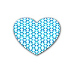 Fabric Geometric Aqua Crescents Heart Coaster (4 Pack)  by Celenk