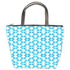 Fabric Geometric Aqua Crescents Bucket Bags by Celenk