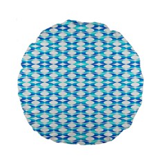 Fabric Geometric Aqua Crescents Standard 15  Premium Round Cushions by Celenk